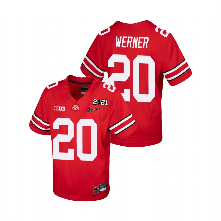 Ohio State Buckeyes Youth NCAA Pete Werner #20 Scarlet Champions 2021 National College Football Jersey PCR8549CY